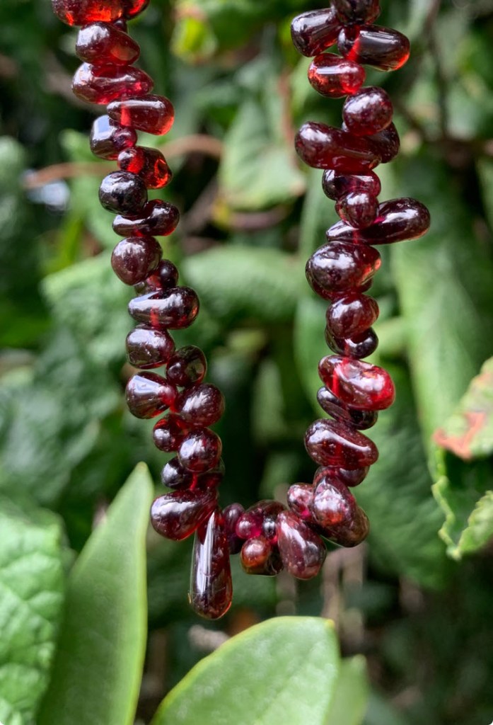 Garnet drop bead necklace