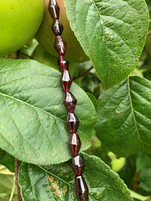 Garnet barrel bead necklace