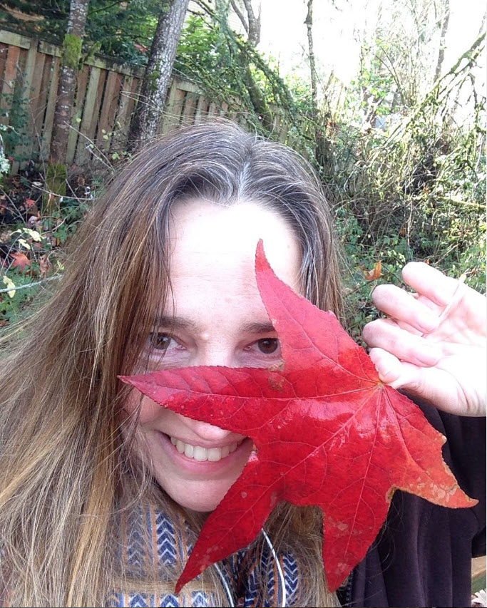 This is my fall attire: maple leaf over my face